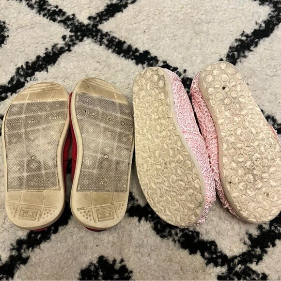 Toms Classics Set of 2 Pink Crochet Lace & Red Alpargata Toddler Size 7 - Picture 7 of 7